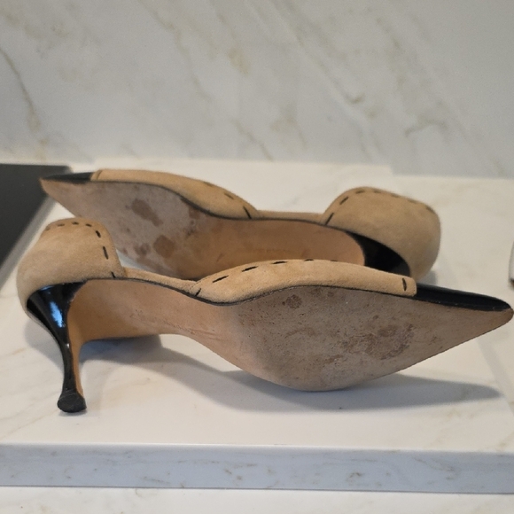 Manolo Blahnik Black Leather and Camel Suede Heels. VGUC - Picture 6 of 6